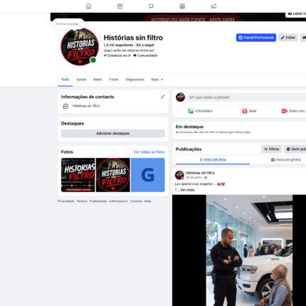 vendo pagina facebook em espanhol monetizada 1400 seguidores