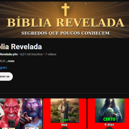 CANAL YOUTUBE DE QUIZ BÍBLICO COM 8 MIL INSCRITOS