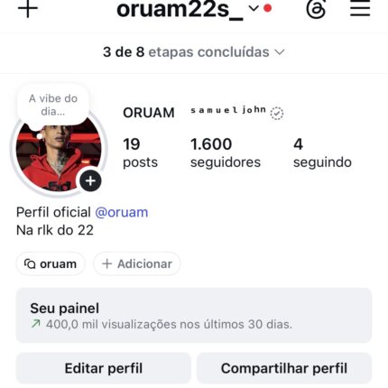 Conta do Instagram 1.600 seguidores