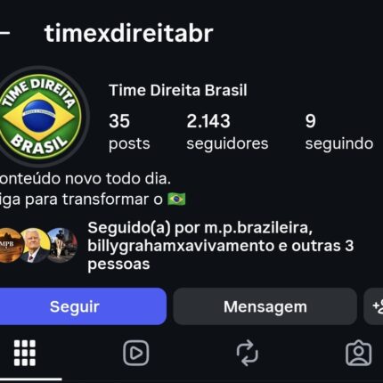 Conta Instagram com 2100 Seguidores | Time Direita Brasil