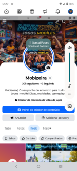 Página no Facebook MOBIZEIRA com 300 Seguidores
