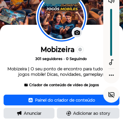 Página no Facebook MOBIZEIRA com 300 Seguidores