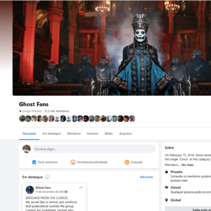 Grupo Facebook Ghost Fans com 31,2 Mil Membros e Público Internacional
