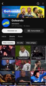 Canal no Youtube Futebol de shorts com mais de 3 Mil Inscritos