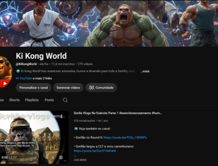 Canal Youtube Top Divertido do Gorilão Vlogger com 11.474 e crescendo