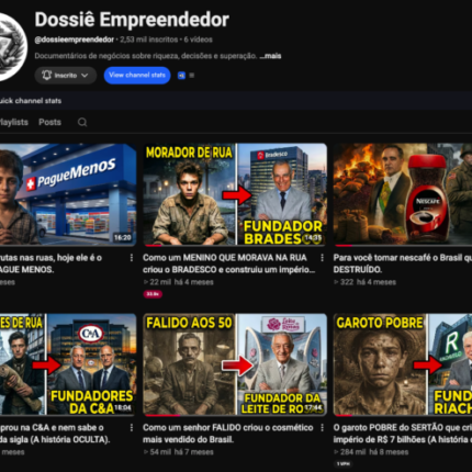 [CANAL MONETIZADO] DOSSIÊ EMPREENDEDOR - NICHO DE FINANÇAS/HISTÓRIAS EMOCIONANTES