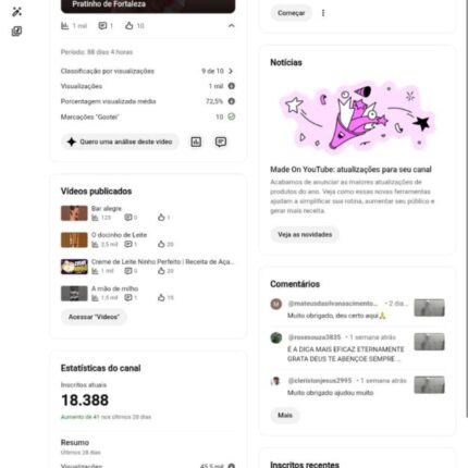 Canal YouTube Monetizado 18k inscritos