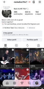 Perfil Instagram Rock Alive 320 mil seguidores