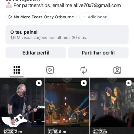 Perfil Instagram Rock Alive 320 mil seguidores