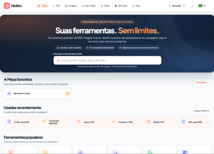 FileBito – Plataforma Gratuita de Ferramentas Online para PDF, Imagens, Vídeos, Textos e Tecnologia