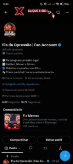 Conta X (Twitter) Flamengo — Fla da Opressão | 17K Seguidores | Monetização Ativa | Histórico de Pagamentos