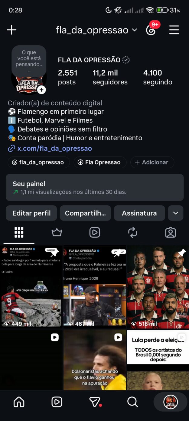 cropped-Screenshot_2026-10-05-00-28-57-060_com.instagram.android-1.jpg Página Fla da Opressão no Instagram — 11 Mil Seguidores, Engajada e Monetizada - Imagem 1