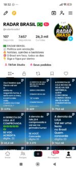 CONTA TIKTOK RADAR BRASIL, CONTA ATIVA E SUBINDO 7.657 Seguidores