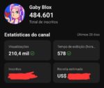 CANAL YOUTUBE GAMER MONETIZADO DE ROBLOX 480K DE INSCRITOS