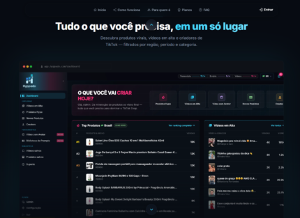 SaaS em modelo de assinatura voltado para o publico de afiliados Tiktok shop e shopee