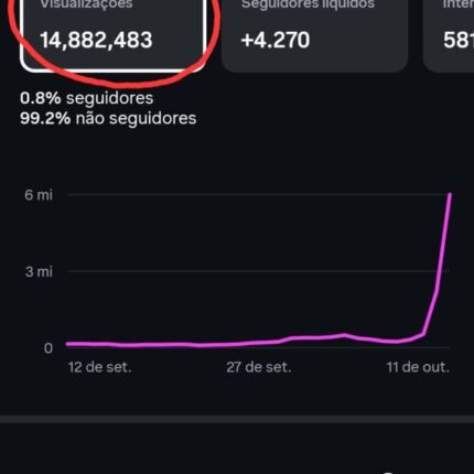 INSTAGRAM com (14,882,483 milhões de visualizações) com 6.090 mil seguidores