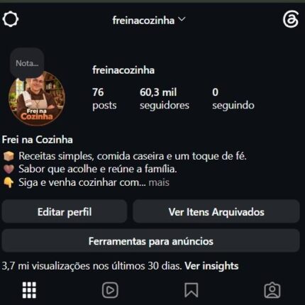INSTAGRAM 60K - CONTA NOVA - RECEITAS