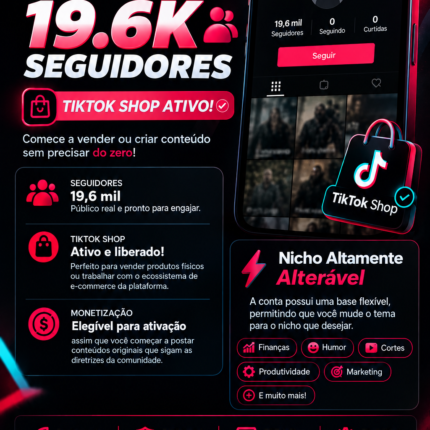 Conta Tiktok com TikTok Shop Ativado + 19.6K Seguidores ( Possibilidade de Monetização )