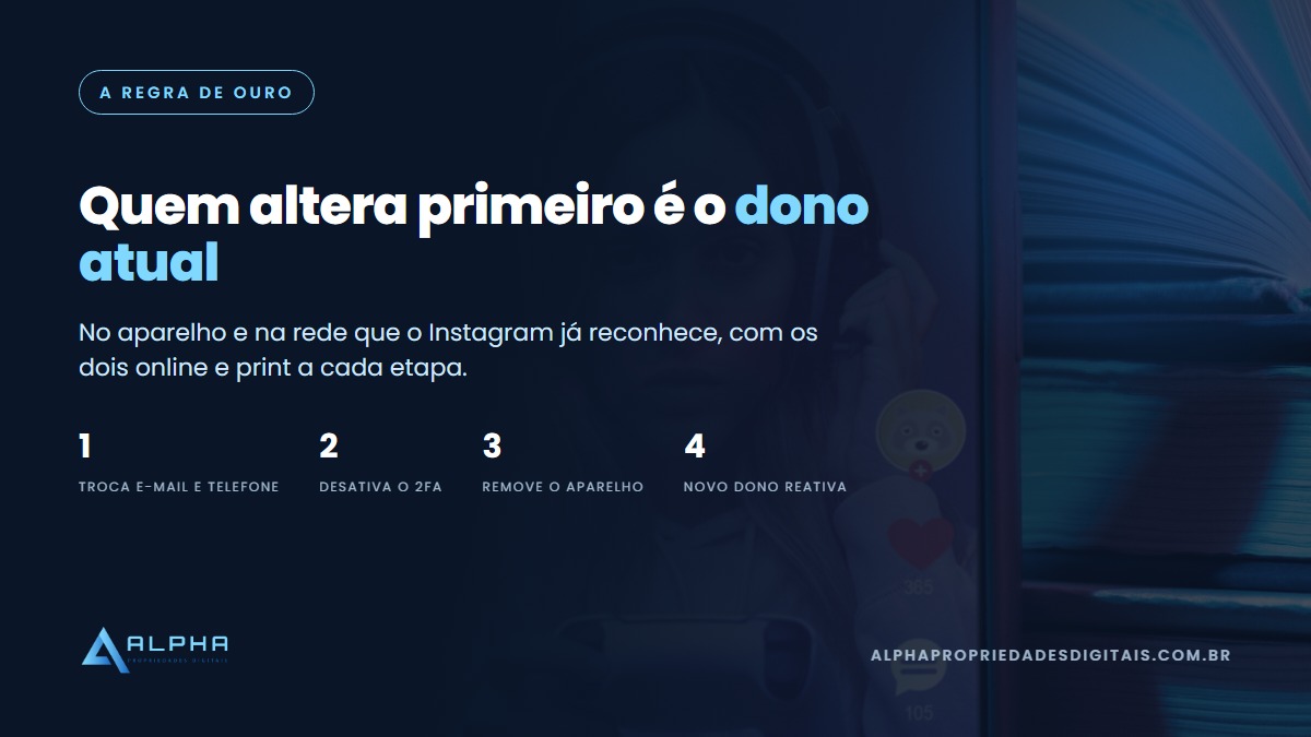 etapas para transferir conta do instagram: o dono atual altera primeiro